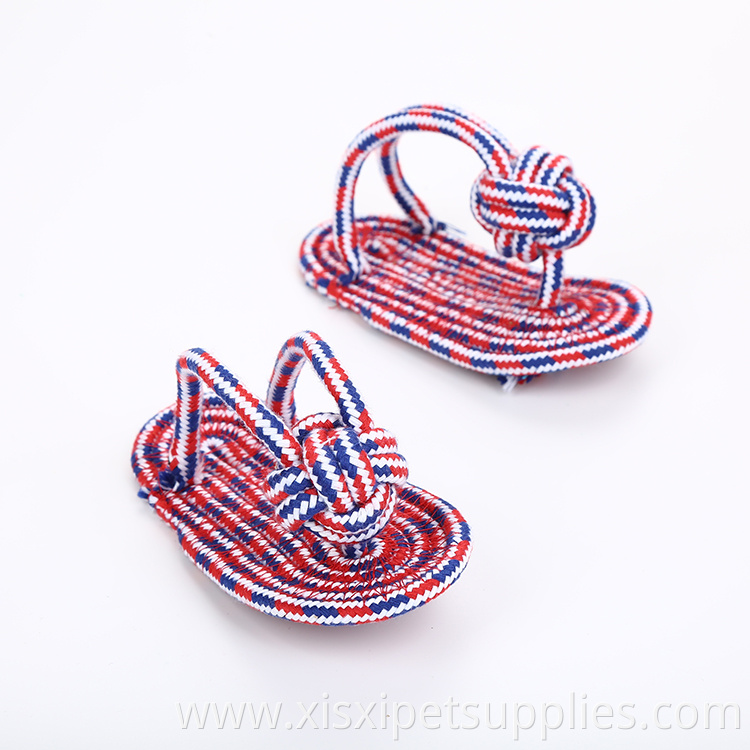Wholesale Cotton Rope Slipper Shape Puppies Molar Clean Teeth Dog Chew Activity Toy